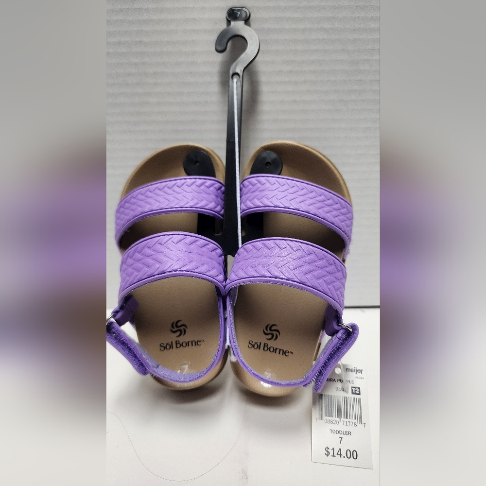 Size 7 Toddler Girls Purple Mira Beach Sandals Foam Sol Borne NWT